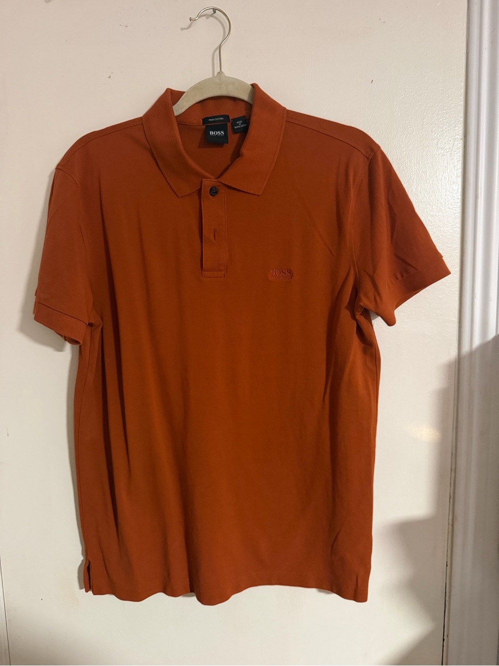 BOSS Hugo Boss Men Pima Cotton Short Sleeve Polo Shirt - Terracotta Orange Size